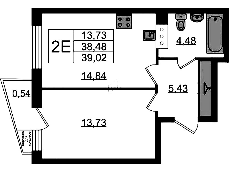 1-комнатная квартира 39.02 м², 5/11 эт., ЖК «VEREN NORT Сертолово»